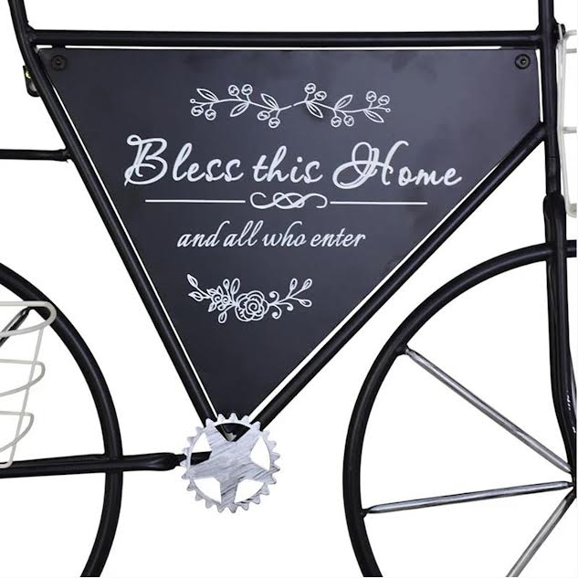 Metal "Bless This Home" Bicycle Planter Black