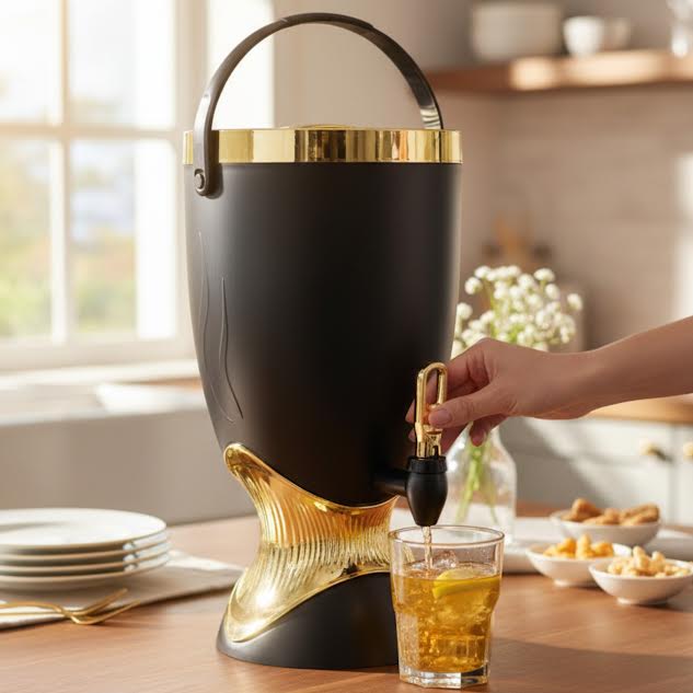 5.5Lt Beverage Dispenser Black & Gold