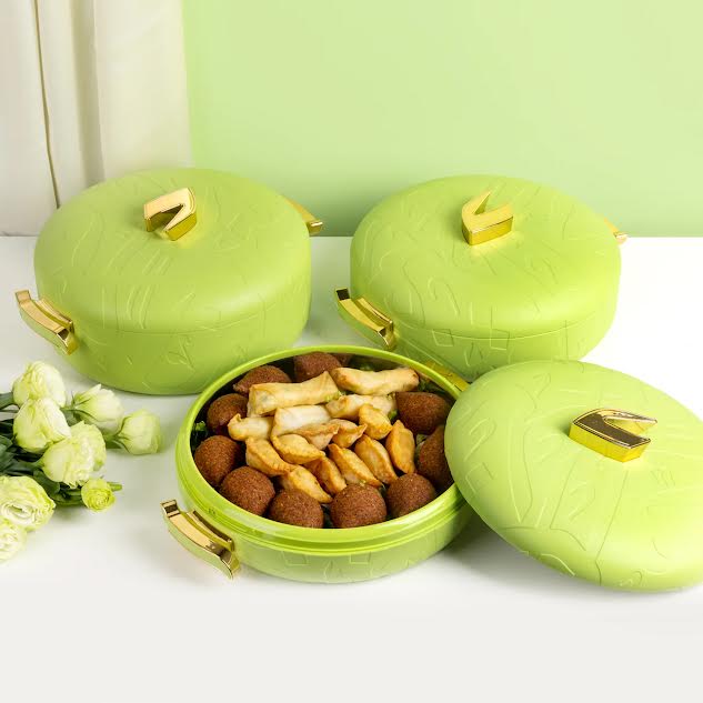 3 Piece Insulated Food Warmer Set with Lids Green