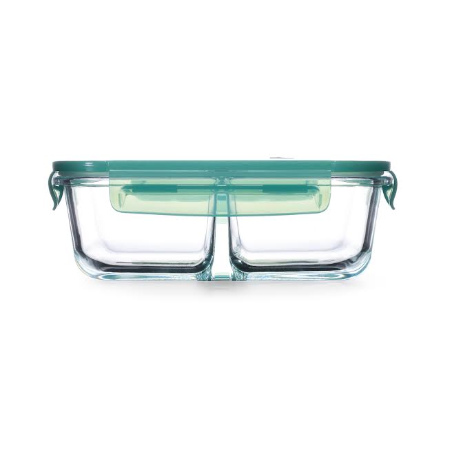 Pasabahce Snowbox 600ml 2 Division Cliplock Storage Bowl Green