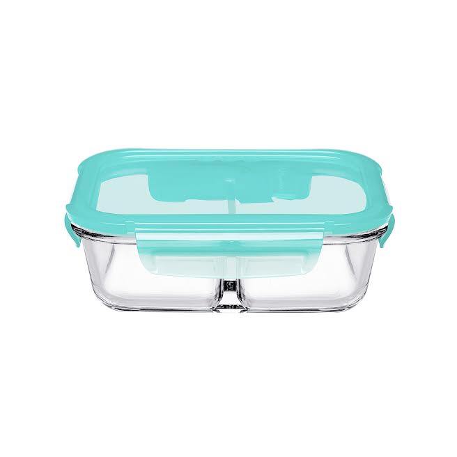 Pasabahce Snowbox 600ml 2 Division Cliplock Storage Bowl Green