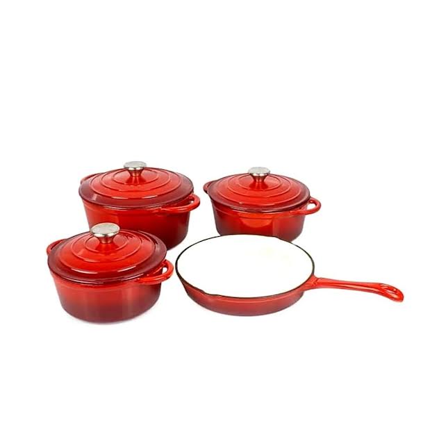 The Culinarium 7 Piece Cast Iron Cookware Set Red