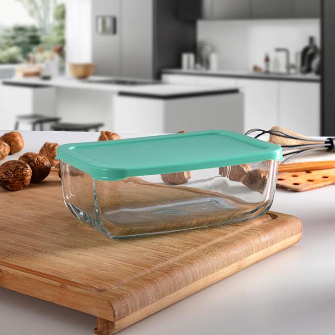Pasabahce Snowbox 1.2Lt Rectangular Bowl with Lid Green