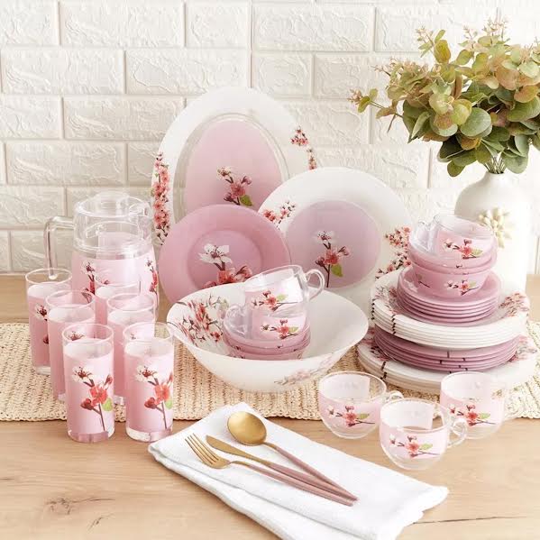 Luminarc Amber Rose Garden 46 Piece Dinner Set Multicoloured