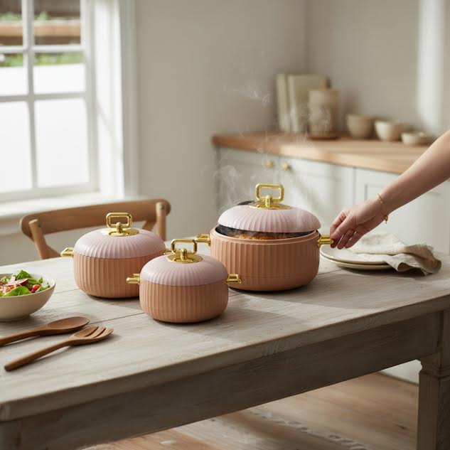 3-piece Luxury Thermo Casserole Set Pink