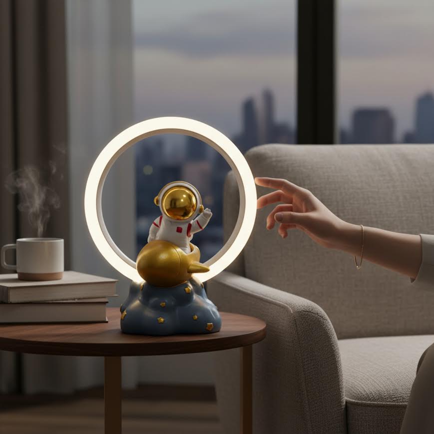 Astronaut Galaxy Projector Desk Lamp - White & Gold