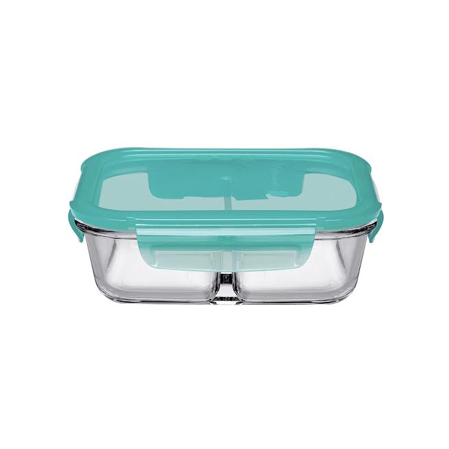 Pasabahce Snowbox 600ml 2 Division Cliplock Storage Bowl Green Set of 6