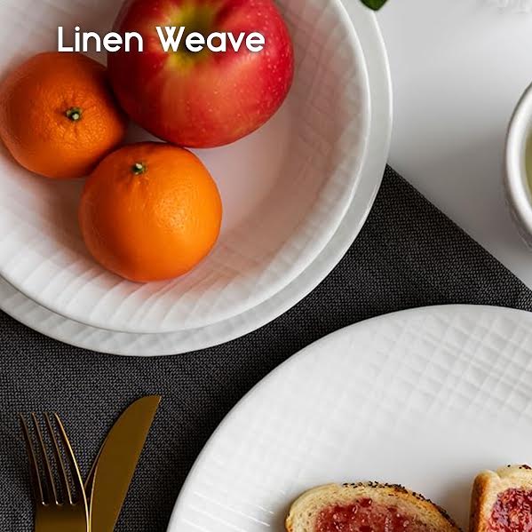 Corelle 18 Piece Linen Weave Dinner Set White