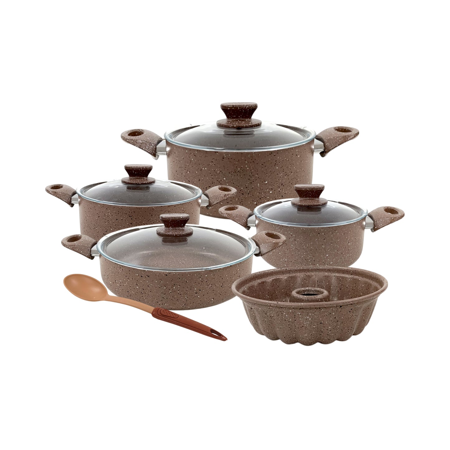 10 Piece Leydi Turkish Granite Pot Set Brown