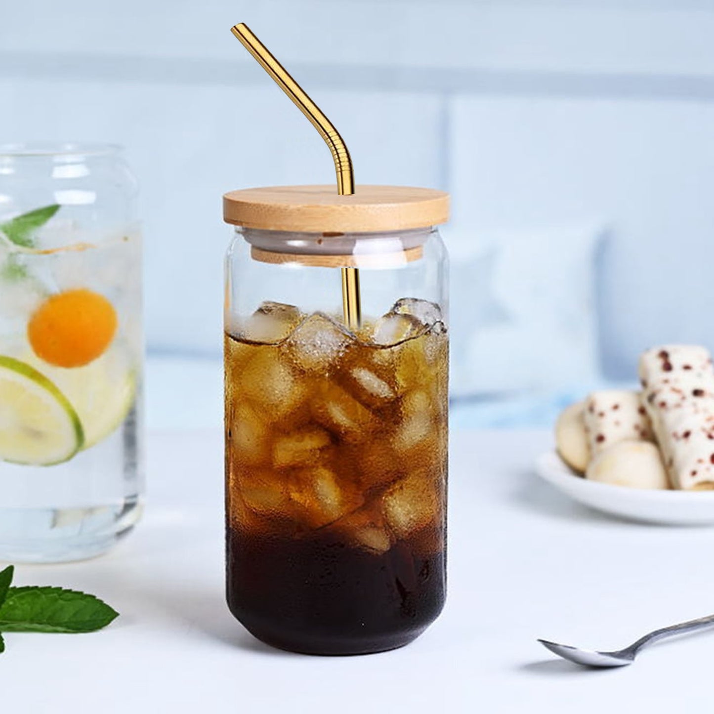 Kitchen Life 500ml Can Shaped Tumbler with Lid & Straw Clear