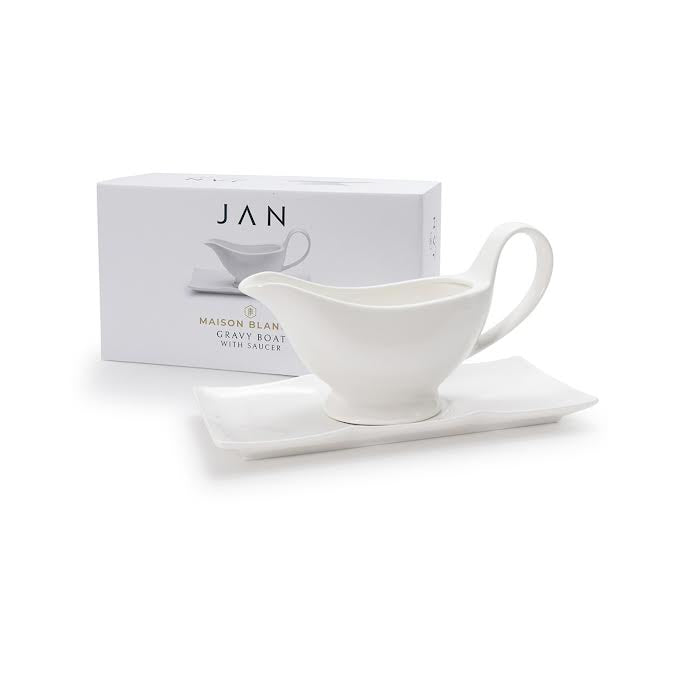 JAN Maison Blanche 250ml Gravy Boat with Saucer White