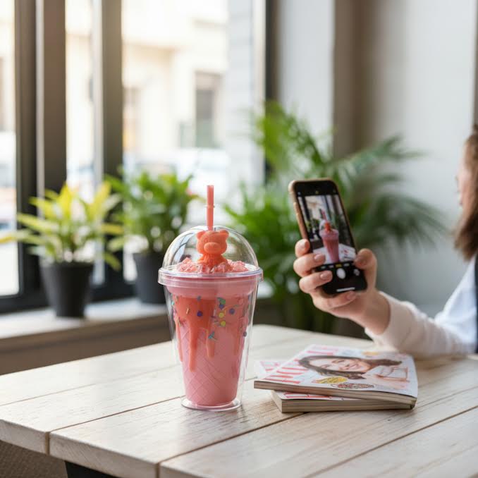 Gummy Bear Inspired 450ml Double Wall Cup Pink