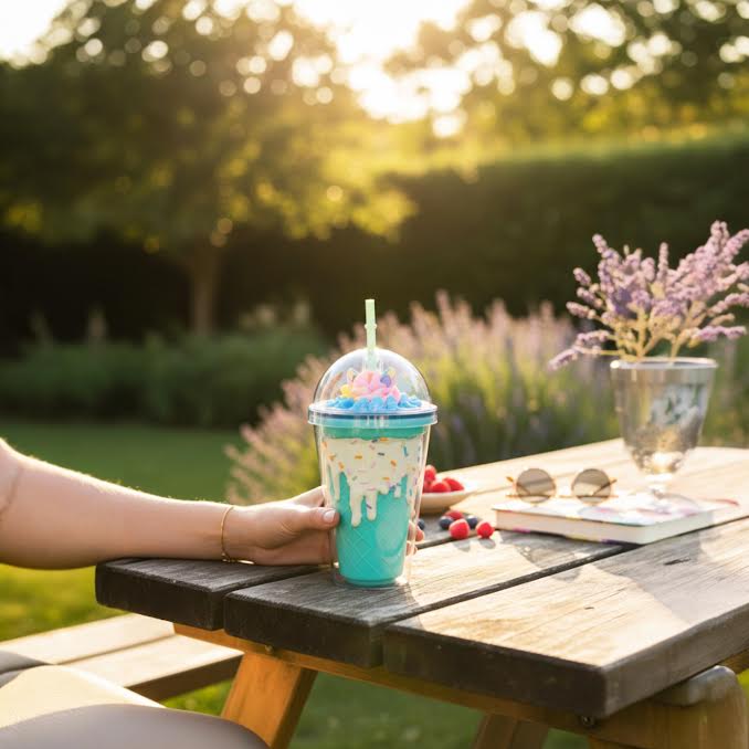 Unicorn Inspired 450ml Double Wall Cup Blue