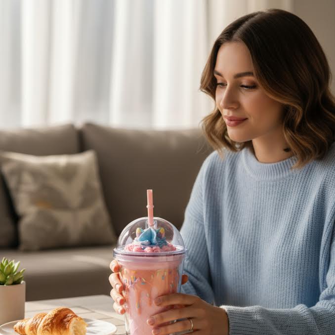 Unicorn Inspired 450ml Double Wall Cup Multicoloured