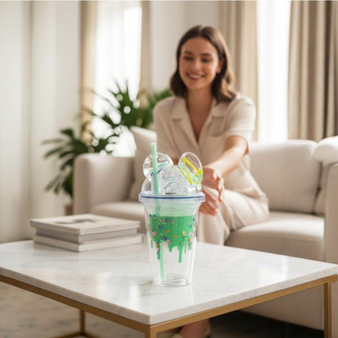 Ice Cream Inspired 450ml Double Wall Cup Clear