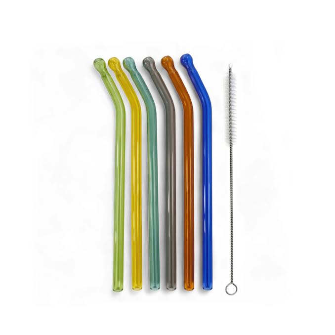6 Piece Straw Set Multicoloured