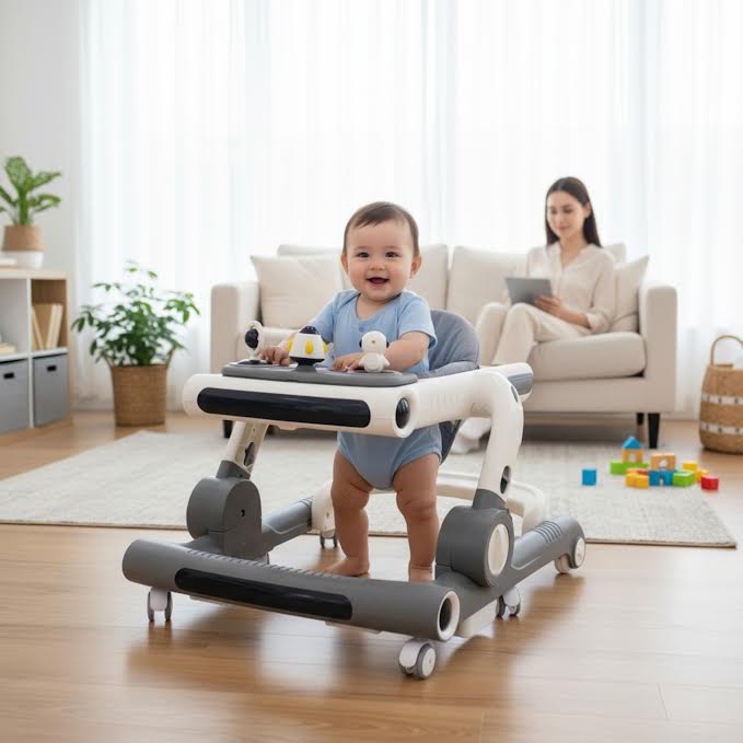 Musical Baby Walker with Wheels Grey