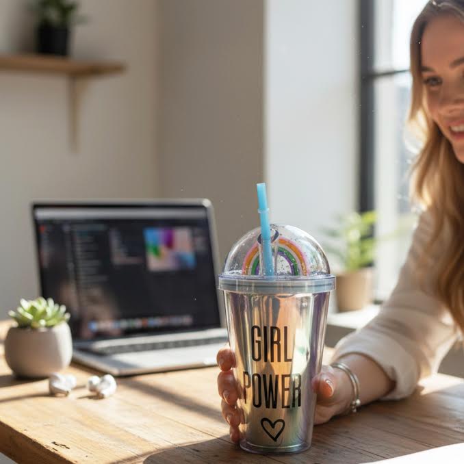 Girl Power 450ml Double Wall Cup Multicoloured