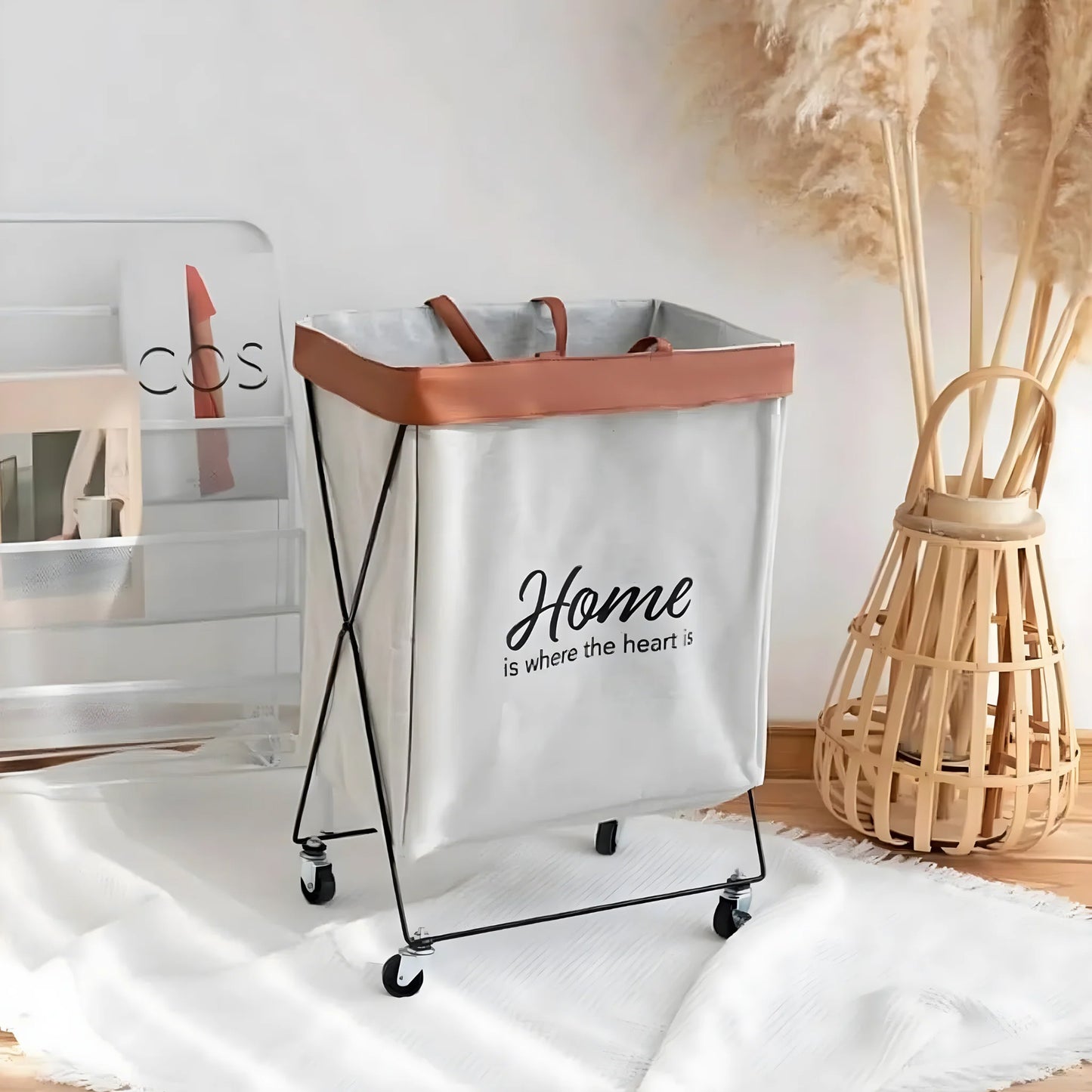 Urban Decor Laundry Bin with Wheels Grey