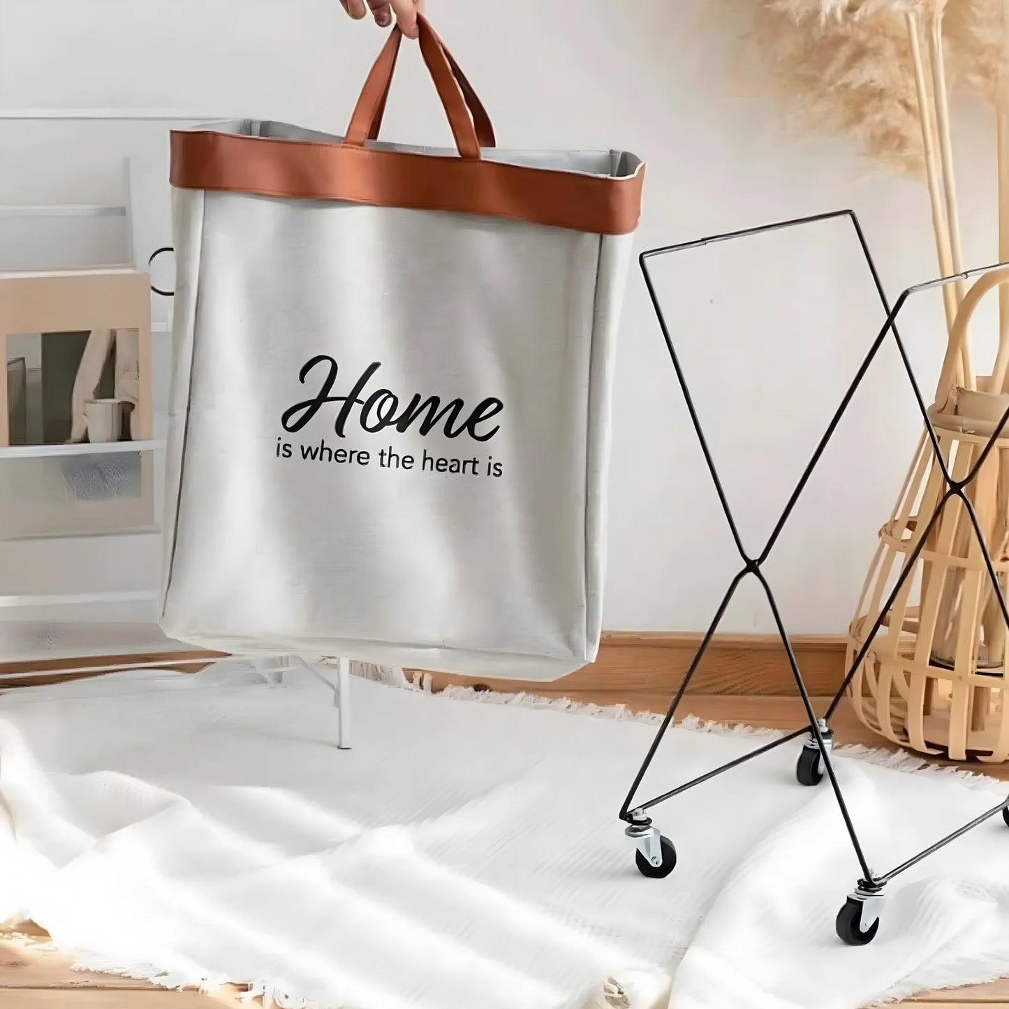 Urban Decor Laundry Bin with Wheels Grey