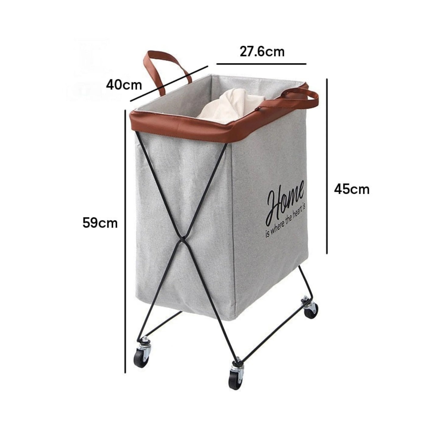 Urban Decor Laundry Bin with Wheels Grey