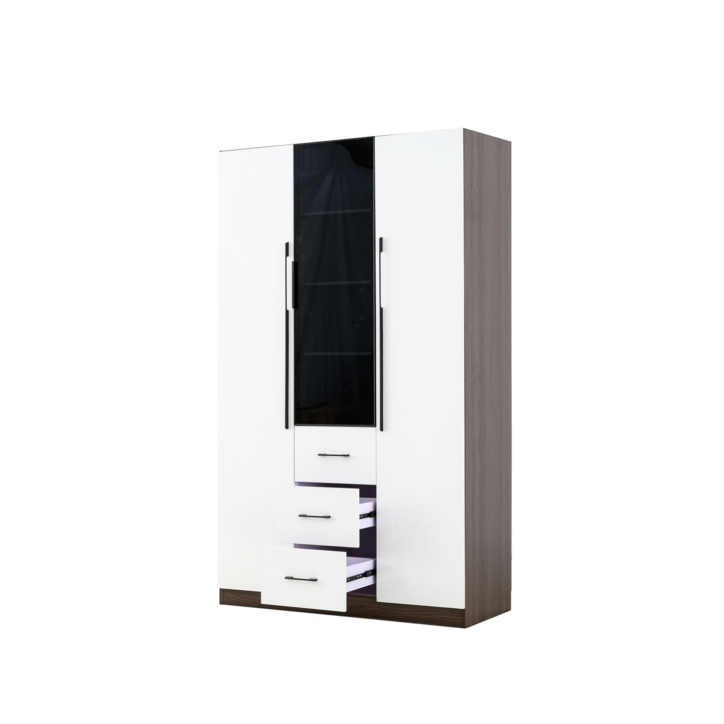 3 Door Wardrobe White Wood Grain