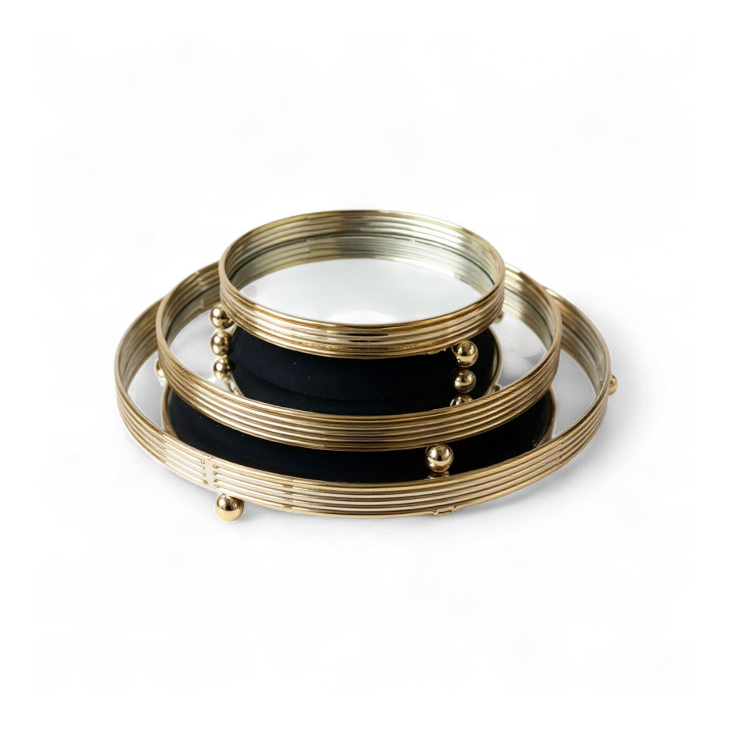 The Venice 3 Piece Cake Storage Set Gold