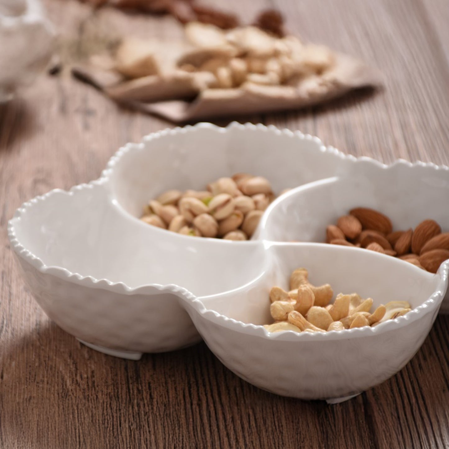 Kitchen Life 4 Division Ceramic Bowl White