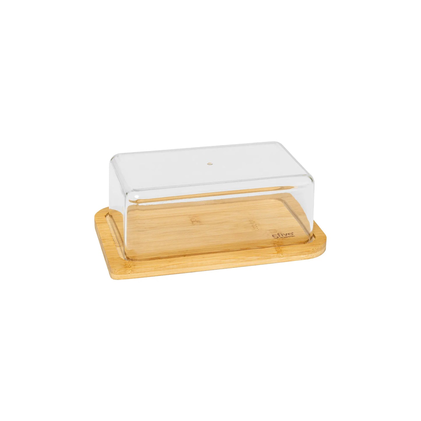 Five Cheese Box & Bamboo Butter Dish Set Brown