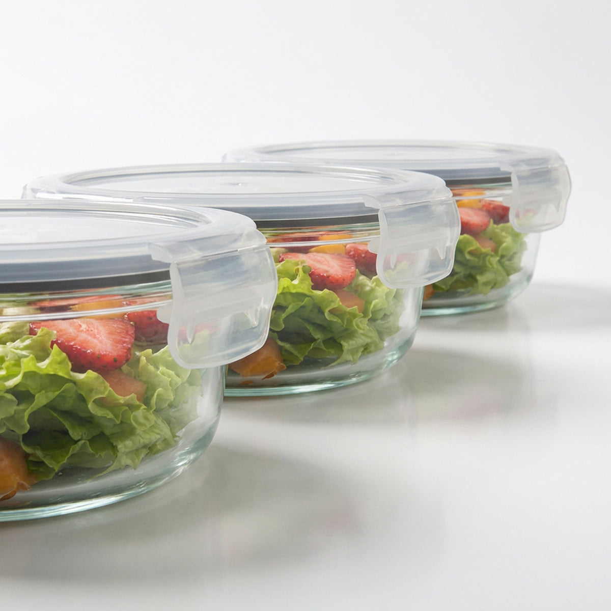 CH 650ml 3 Piece Round Glass Container Set Clear