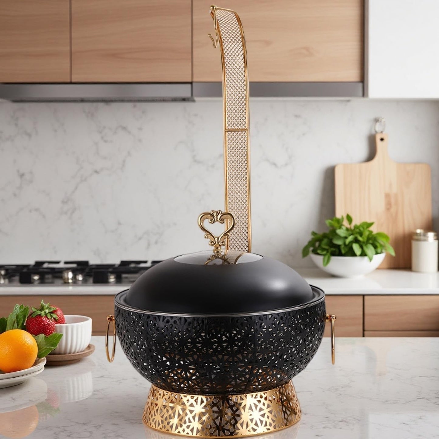 Stainless Steel 8Lt Chafing Dish Black & Gold