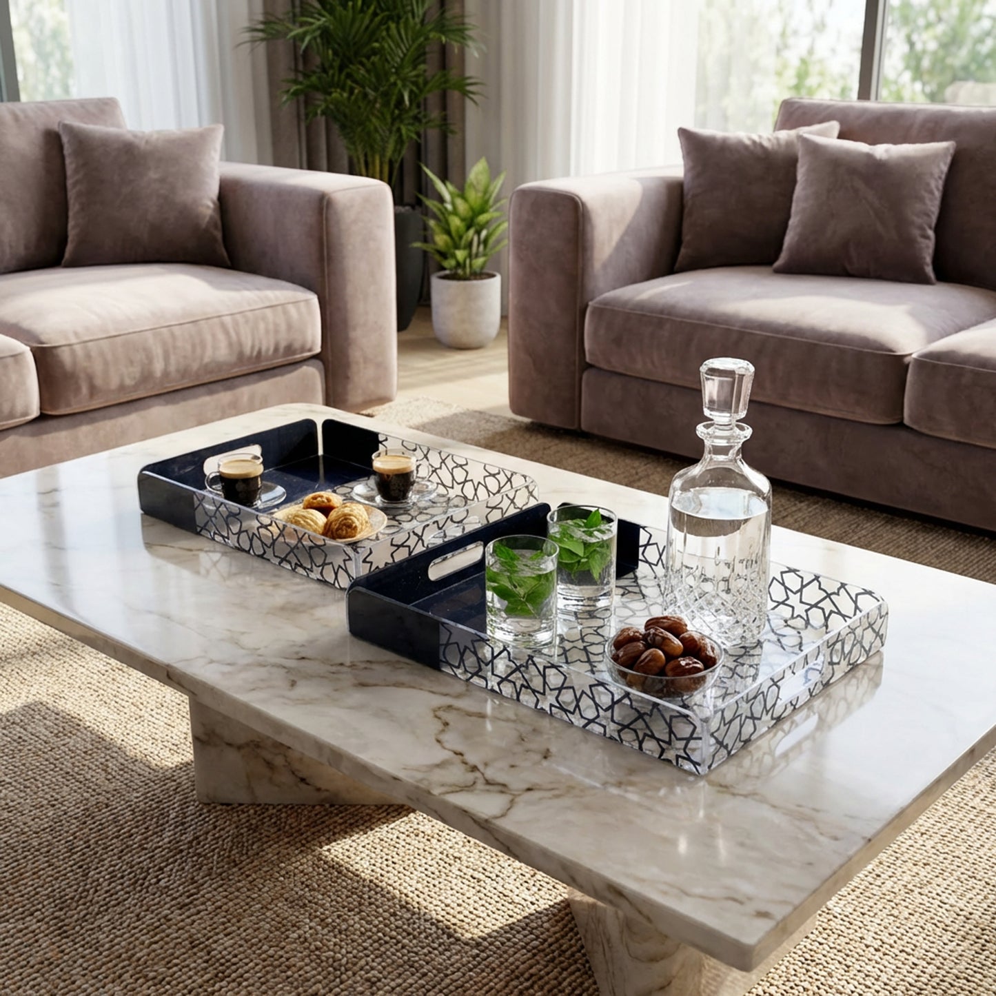 Acrylic 2 Piece Tray Set Black