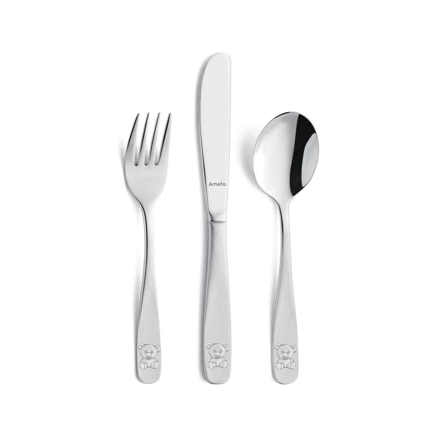 Amefa Teddy 3 Piece Kiddies Cutlery Set - Silver