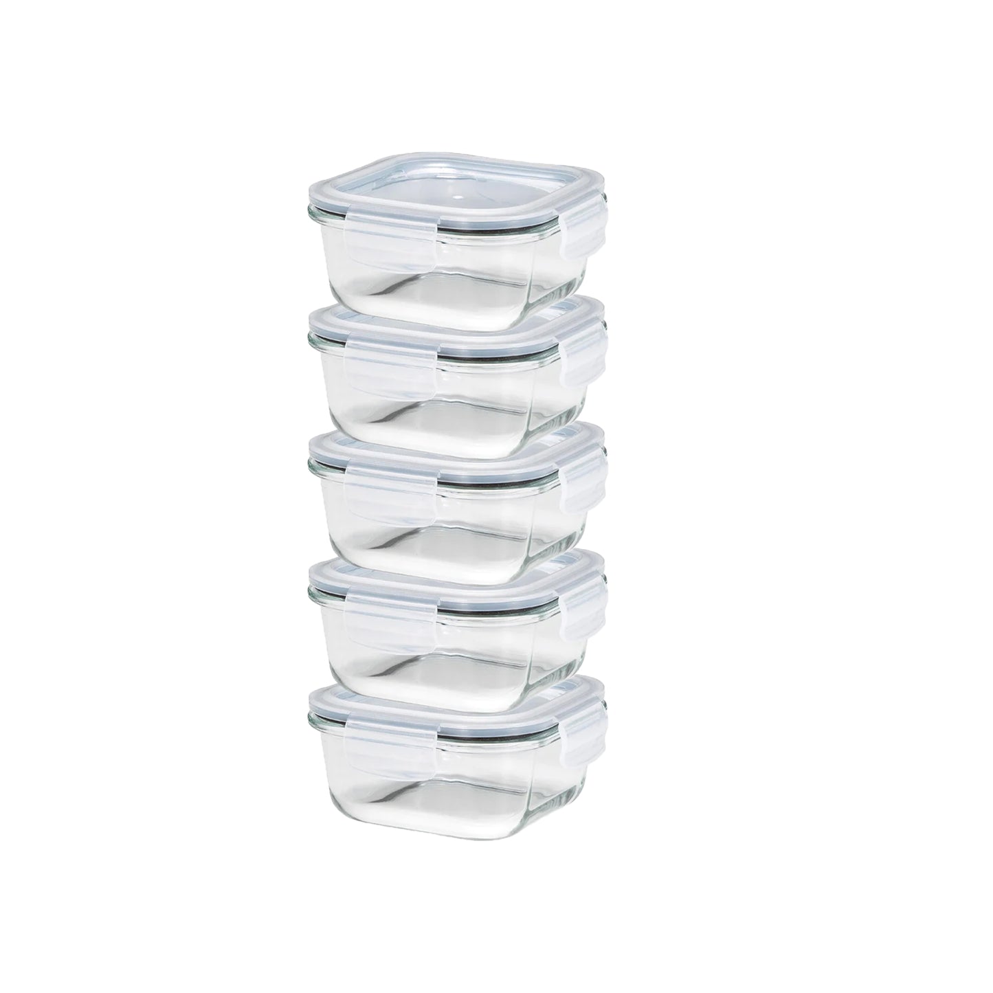 Aqua 5 Piece 520ml Glass Food Storage Container Set Clear