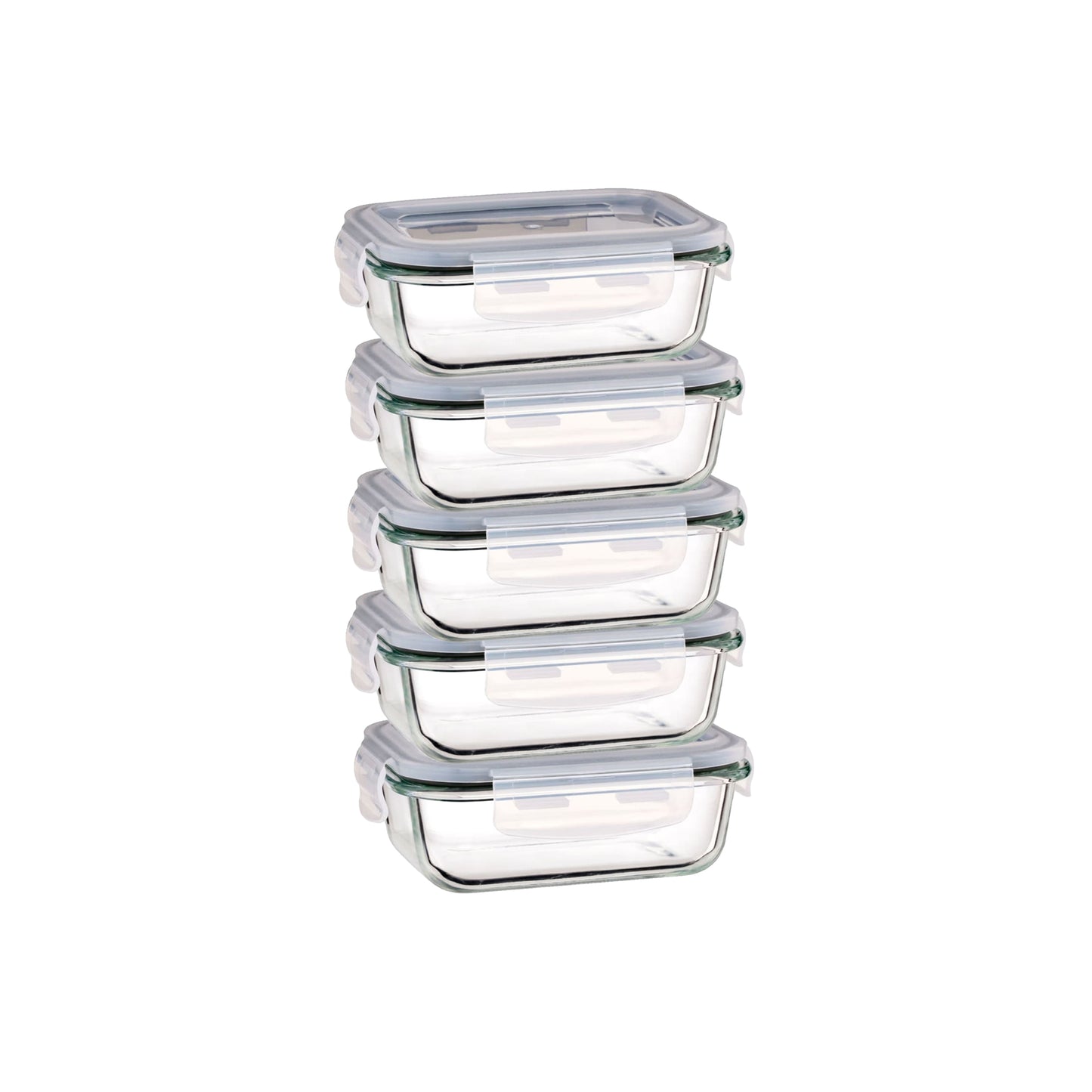 Aqua 5 Piece 370ml Glass Food Storage Container Set Clear