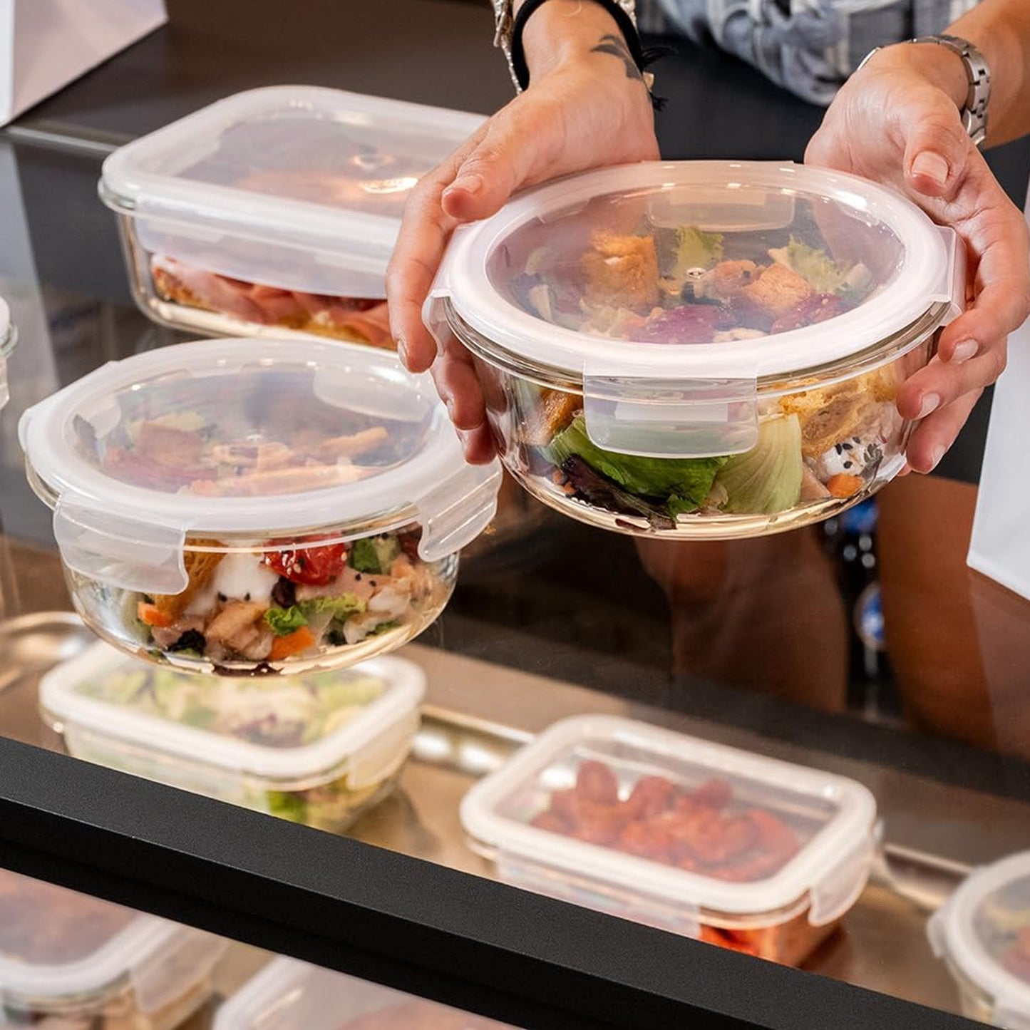 Aqua 950ml Glass Food Container Clear