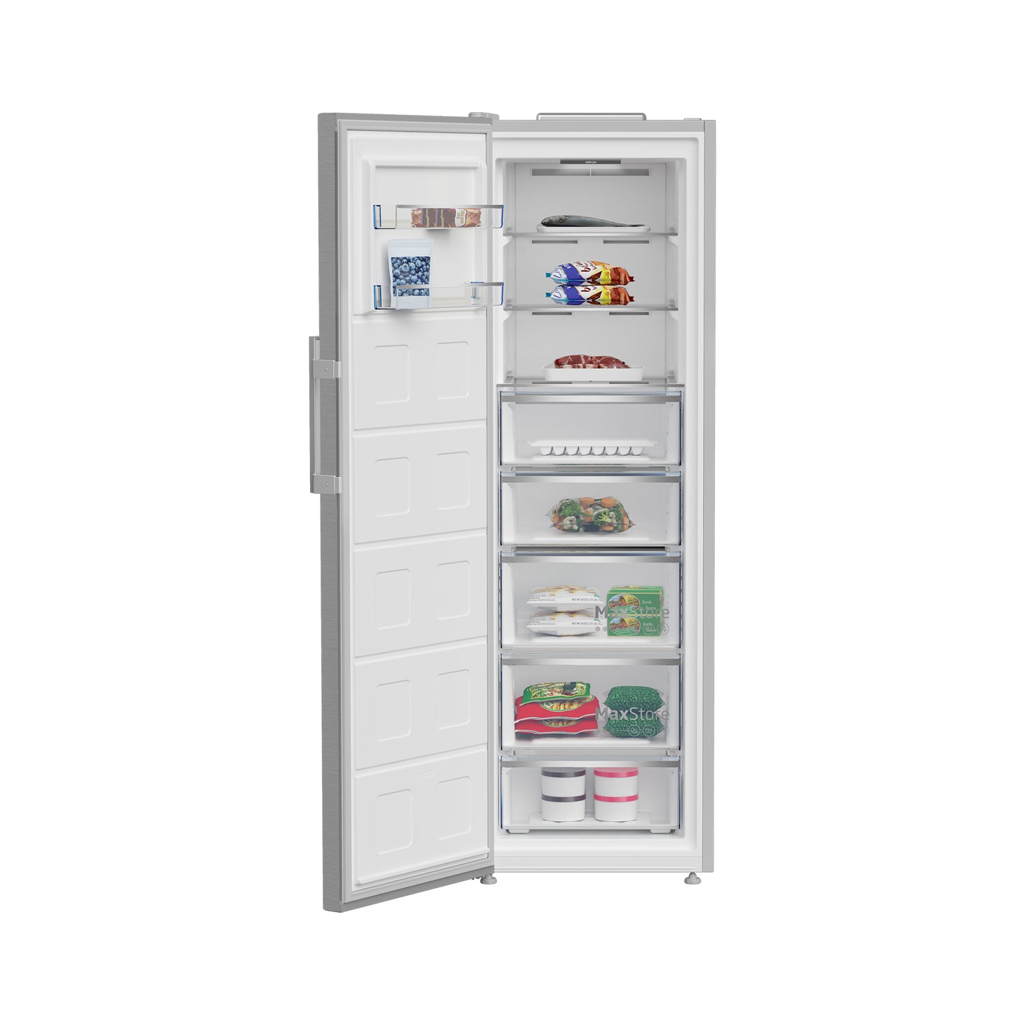 Beko 286L 60cm Upright Freezer Pearl Steel
