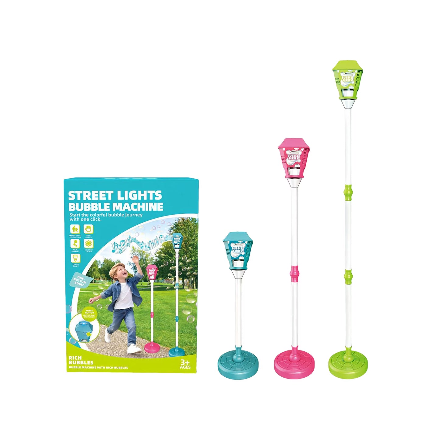Street Light Design Bubble Machine with LED Lights Multicoloured