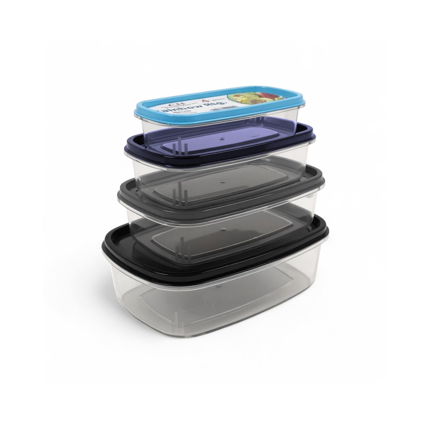CH 4 Piece Rainbow Rectangular Container Set Clear
