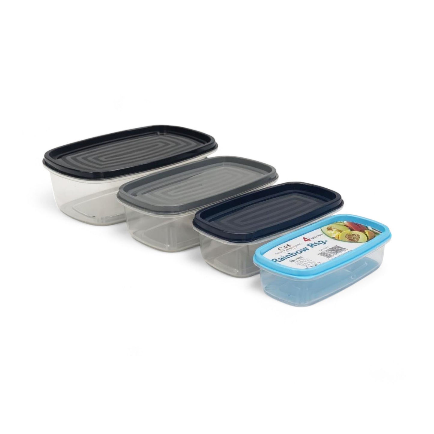 CH 4 Piece Rainbow Rectangular Container Set Clear