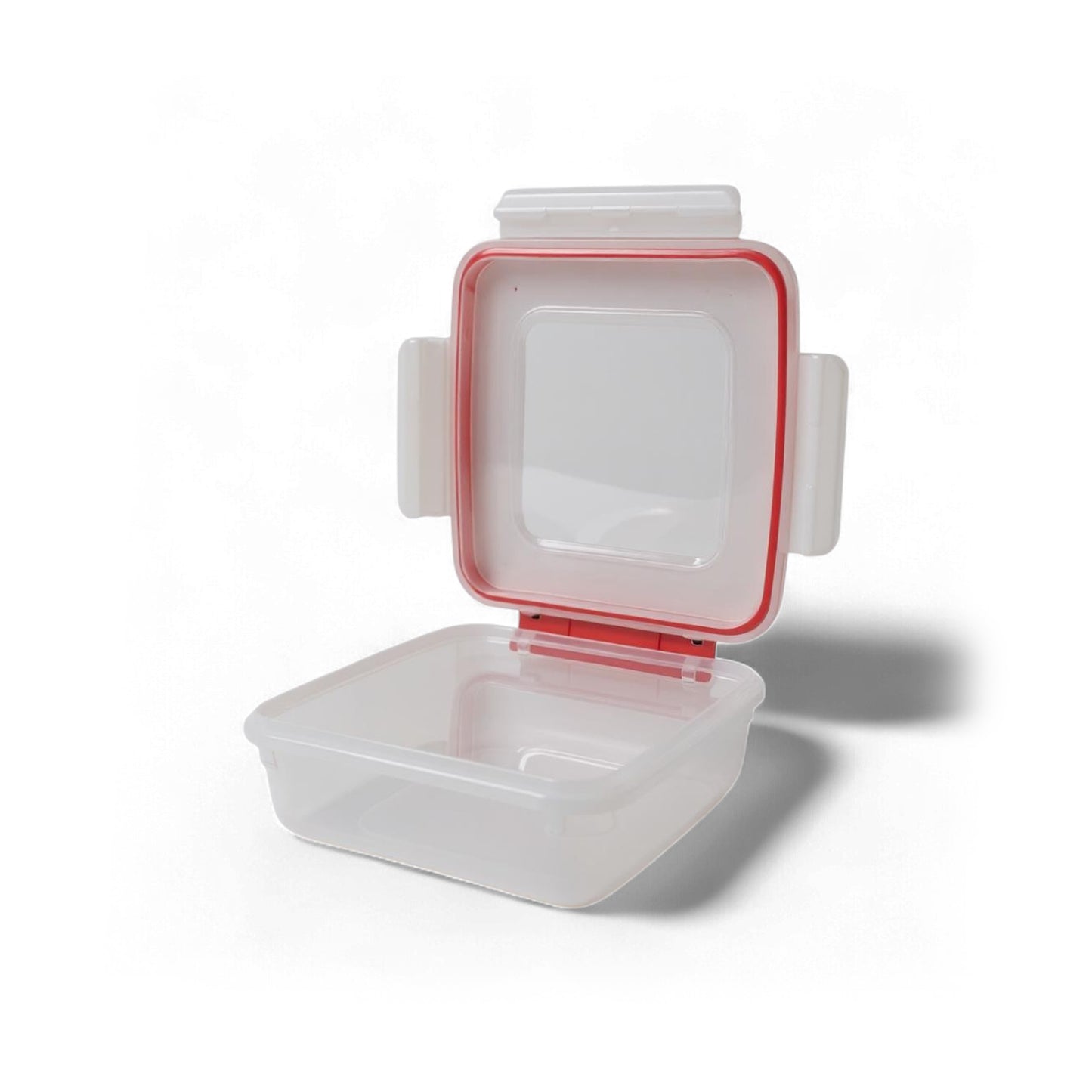 CH Wilko 700ml Clip Lock Square Container Clear & Red