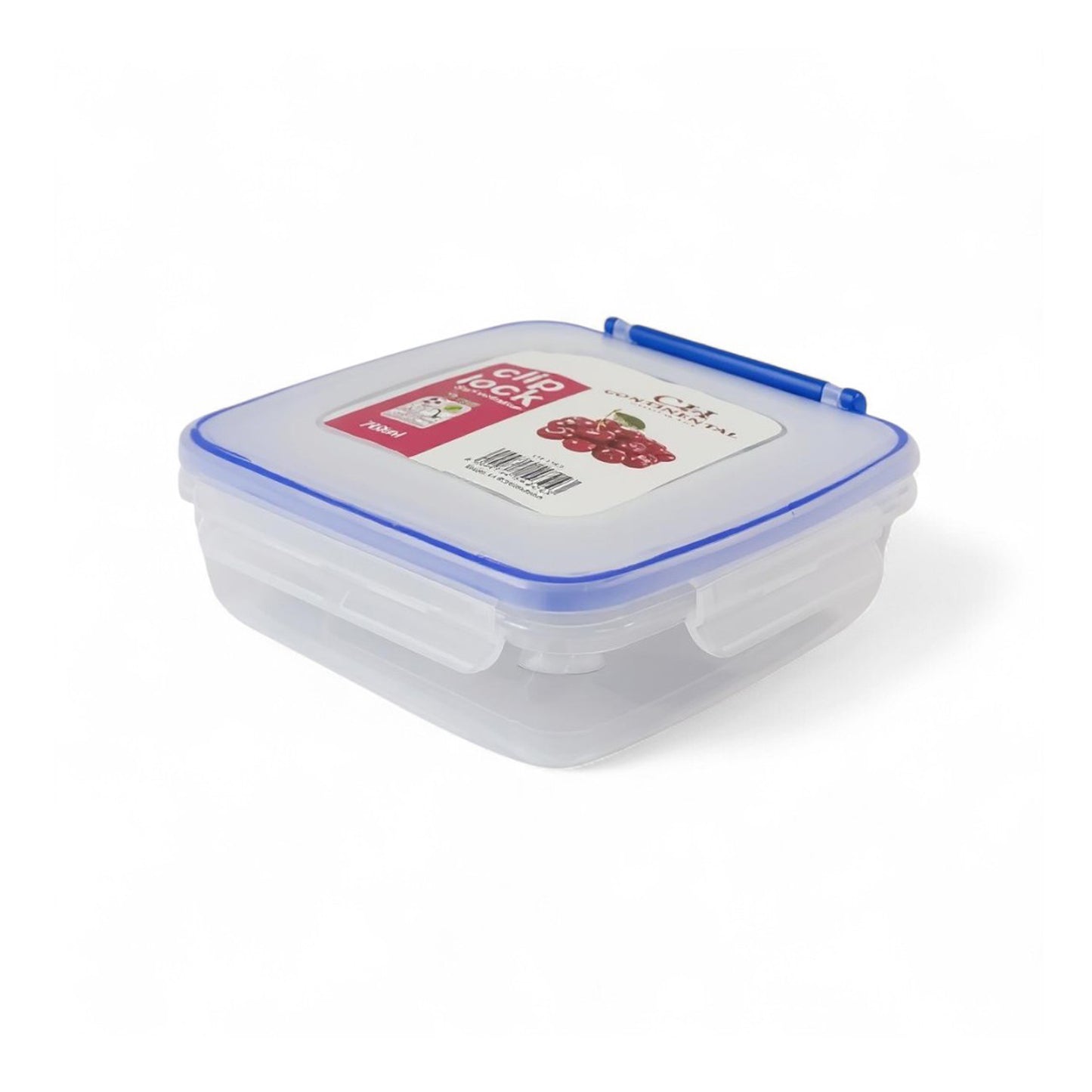 CH Wilko 700ml Clip Lock Square Container Clear & Blue