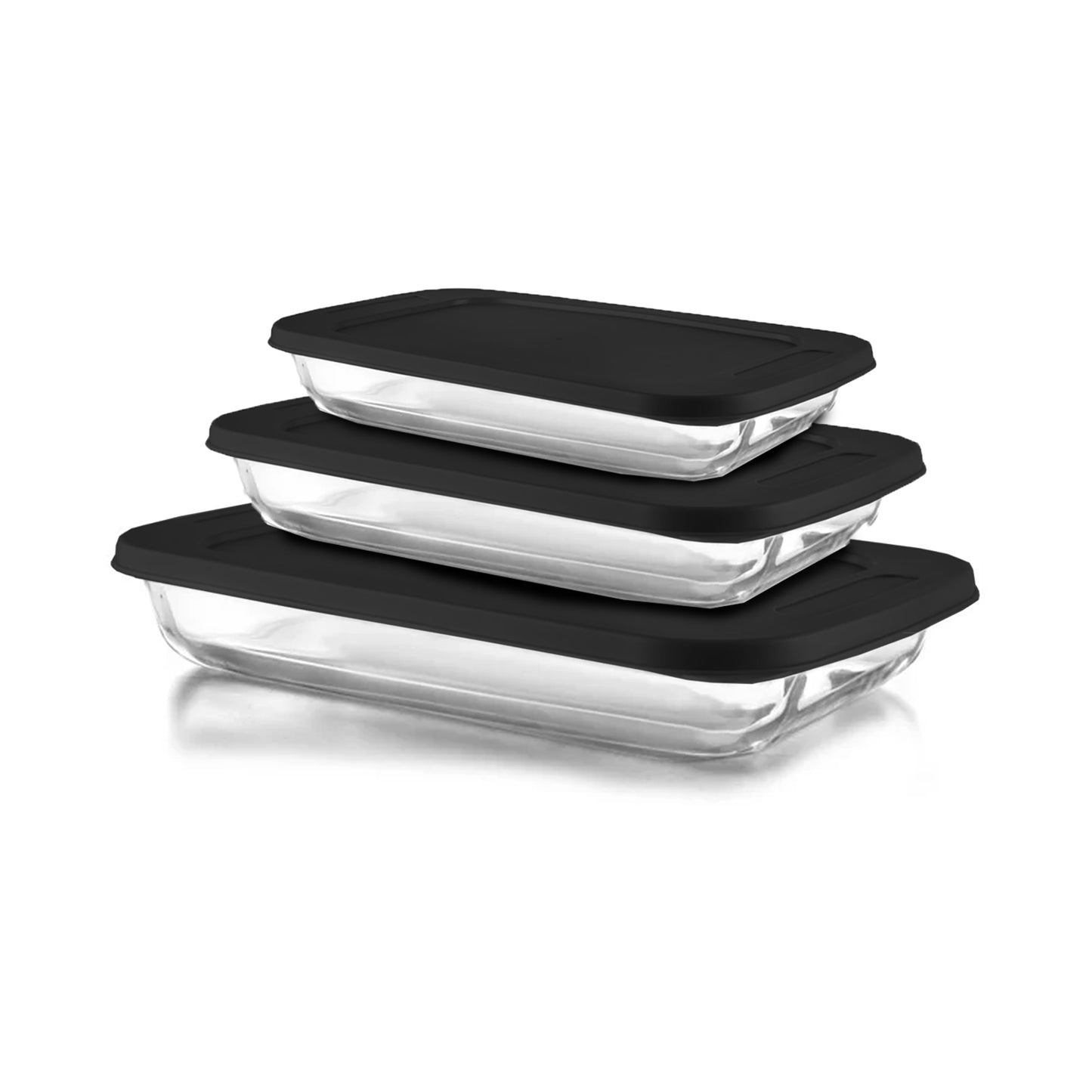 CH 3 Piece Rectangular Casserole Set Black