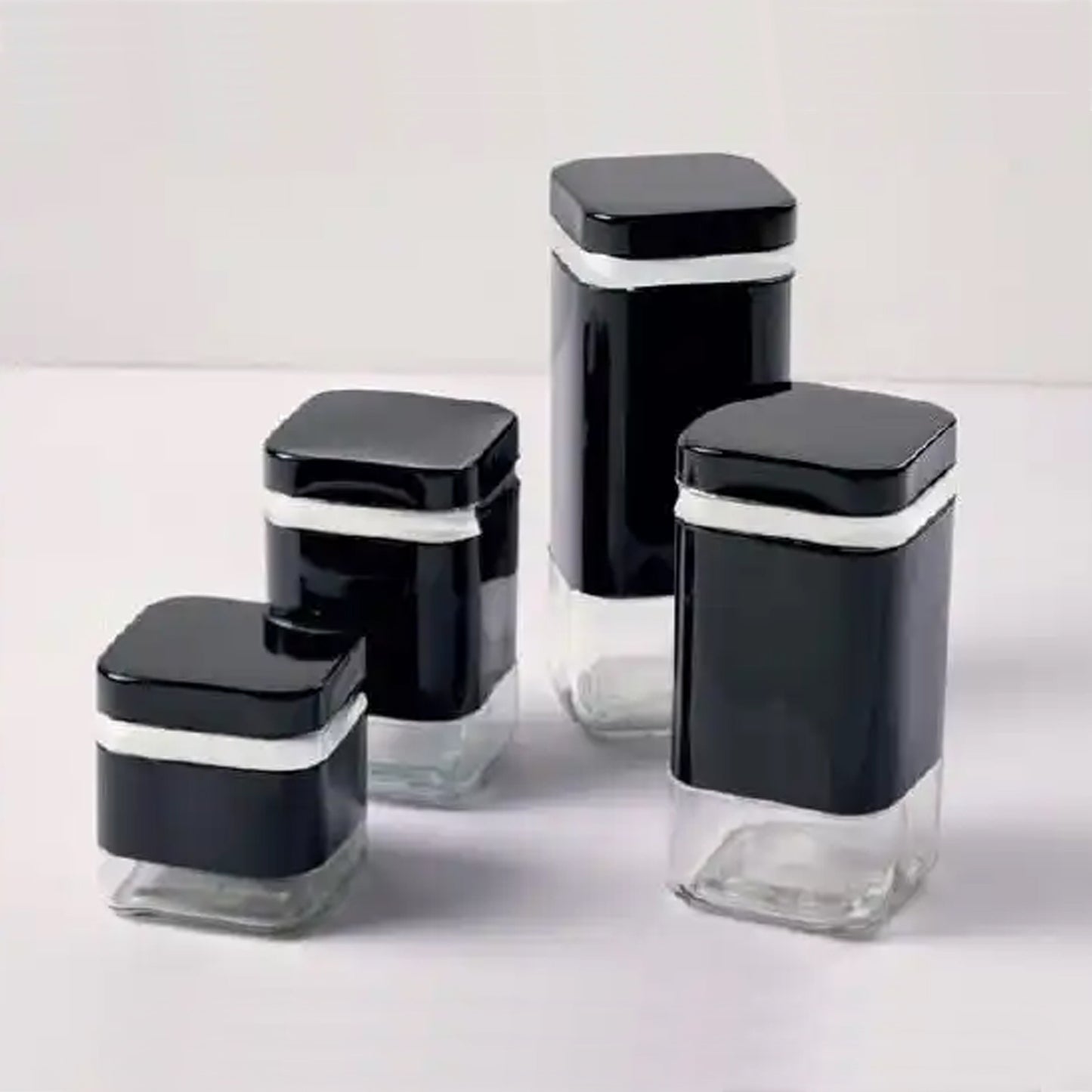 CH 4 Piece Square Canister Set Black