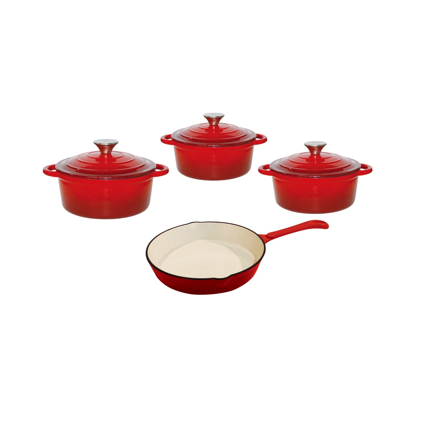 CTH 7 Piece Cast Iron Pot Set Red