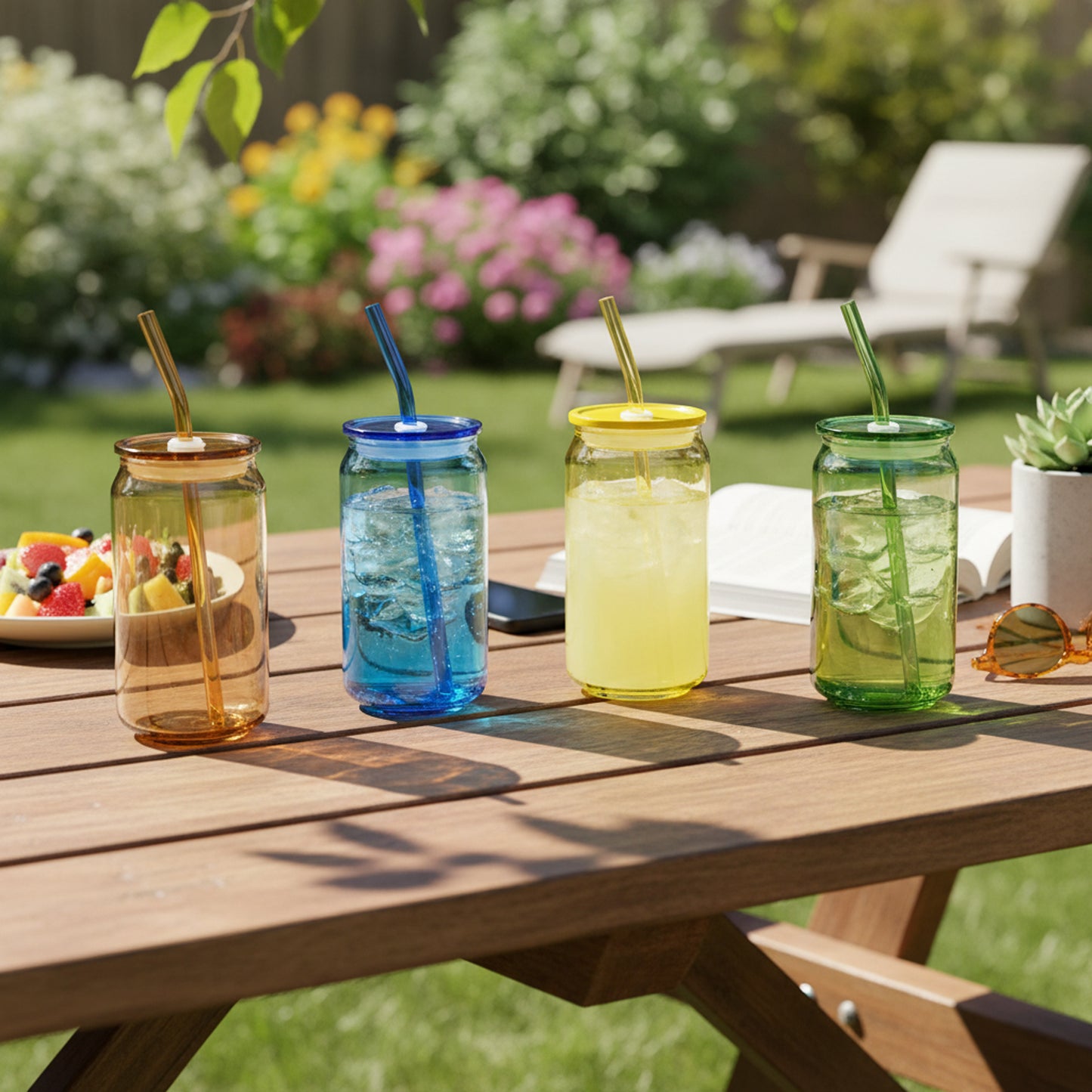 4 Piece Can Shaped Glass Set Assorted