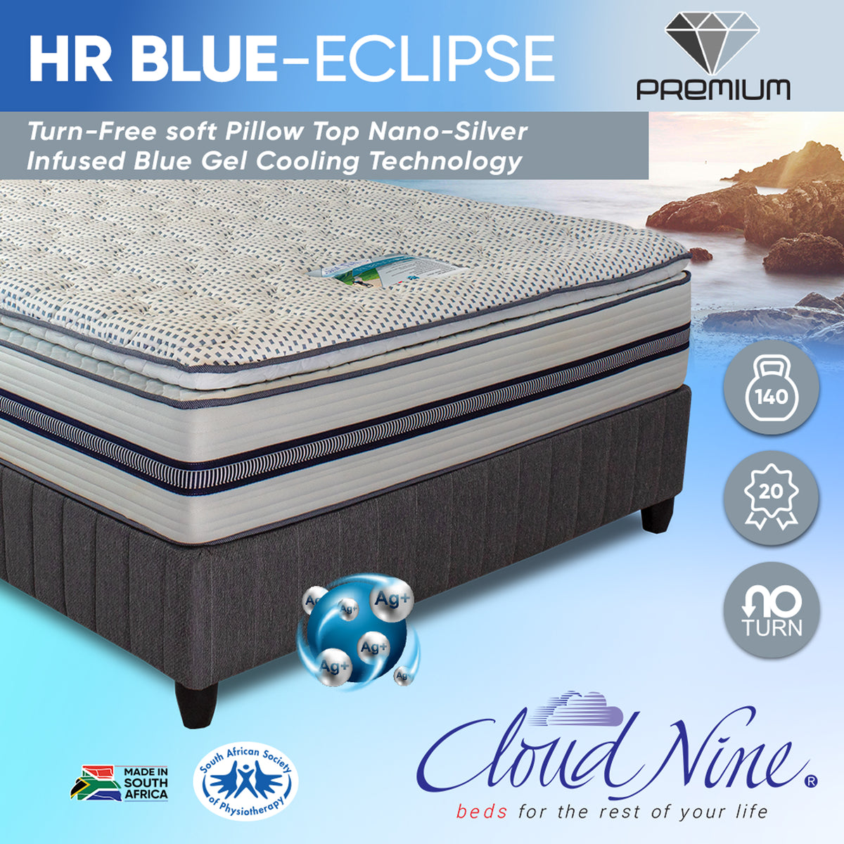 Cloud Nine HR Eclipse Queen Bed With MJ Base