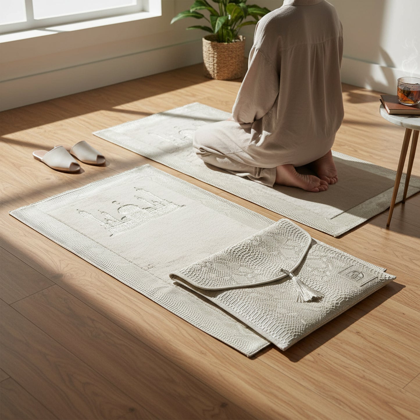 Musallah with Leather Bag Cream