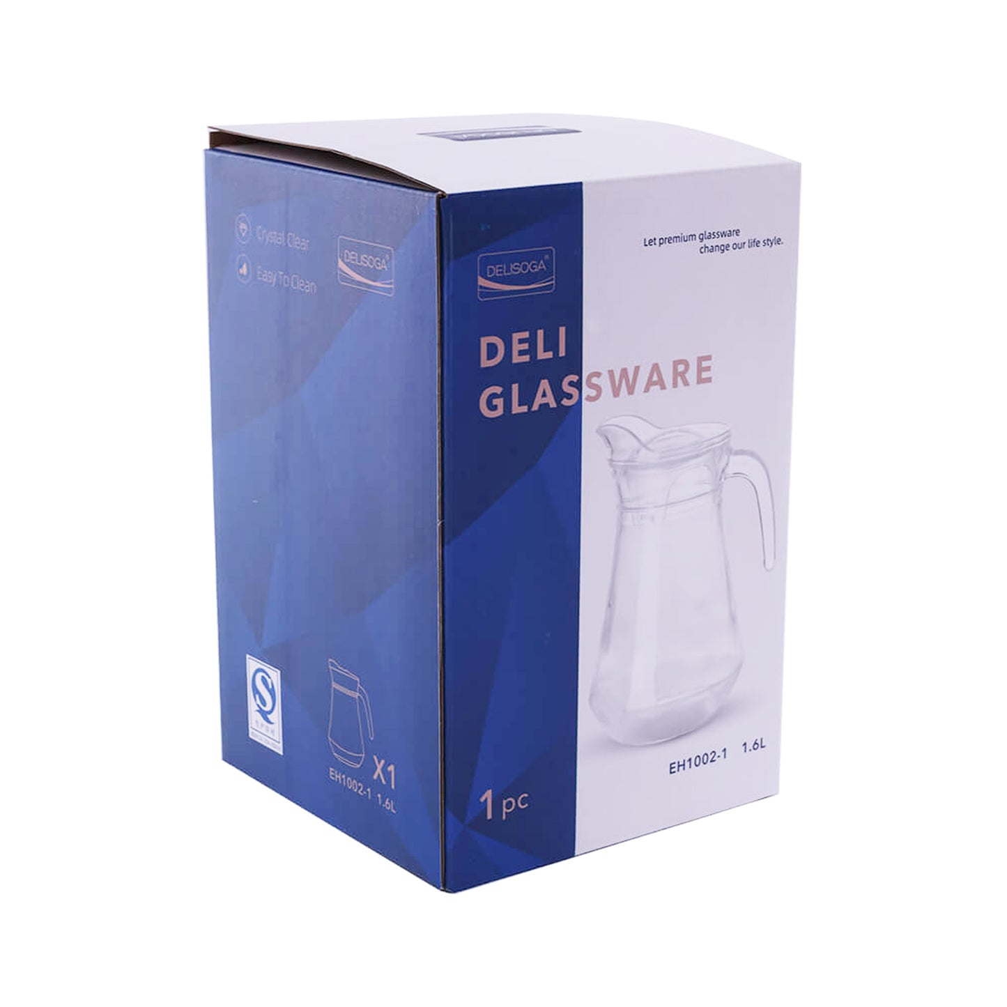 Kitchen Life 1.3Lt Jug with Lid Clear