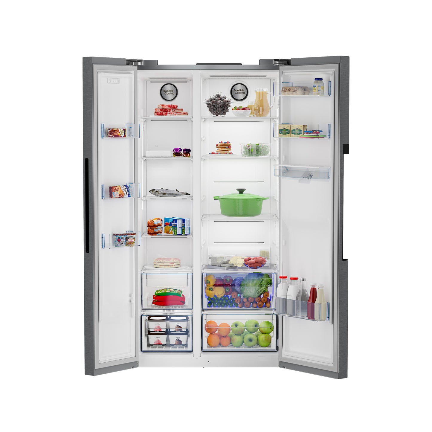 Defy 614L Side by Side with Naturelight Tech & Water Dispenser Dark Inox